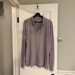 Faherty Red Blue White Stripe Long Sleeve Polo Size XL